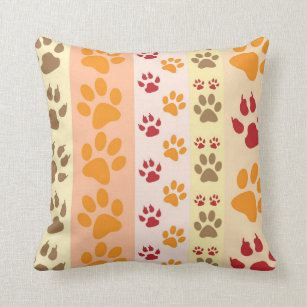 Cute Animal Paw Prints Pattern in Natural Colours Cushion