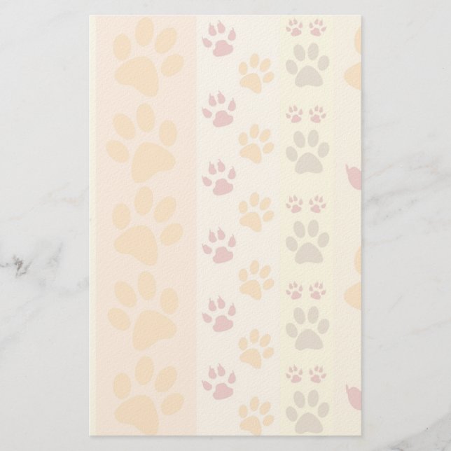 Cute Animal Paw Prints Pattern in Natural Colours Stationery (Front)