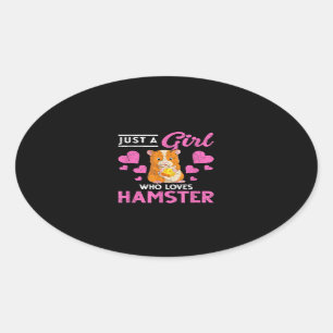 Cute Animal Pet Mum Women Girls Kids Hamster Oval Sticker