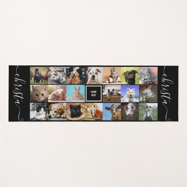 Cute animal photo collage custom yoga mat (Front (Horizontal))