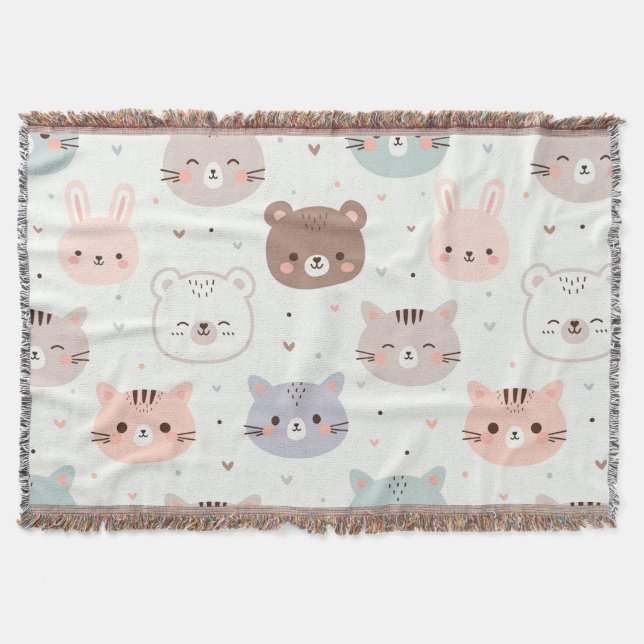 cute animal print all-season throw blanket (Front)
