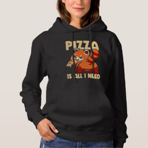 Cute Animal Red Panda Pizza Fan Eating Fast Food P Hoodie