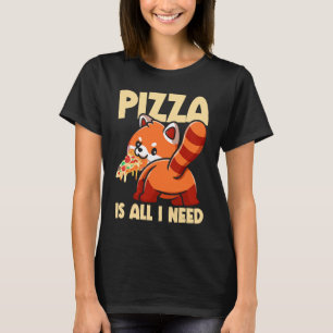 Cute Animal Red Panda Pizza Fan Eating Fast Food P T-Shirt