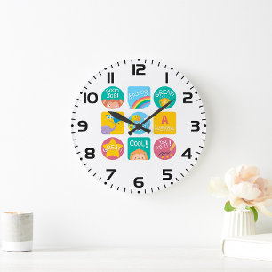 Cute Animal Reward Motivational Classroom Labels  Large Clock