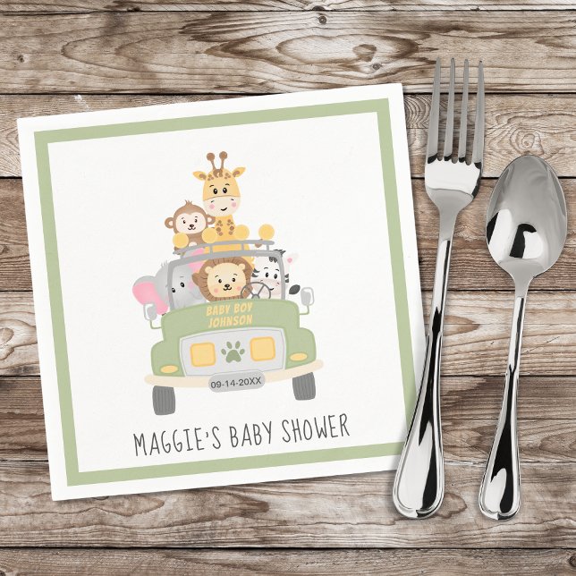 Cute Animal Safari Baby Shower Napkin (Creator Uploaded)