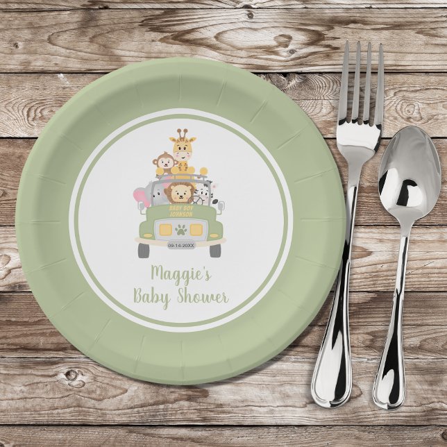 Cute Animal Safari Baby Shower Paper Plate (Creator Uploaded)
