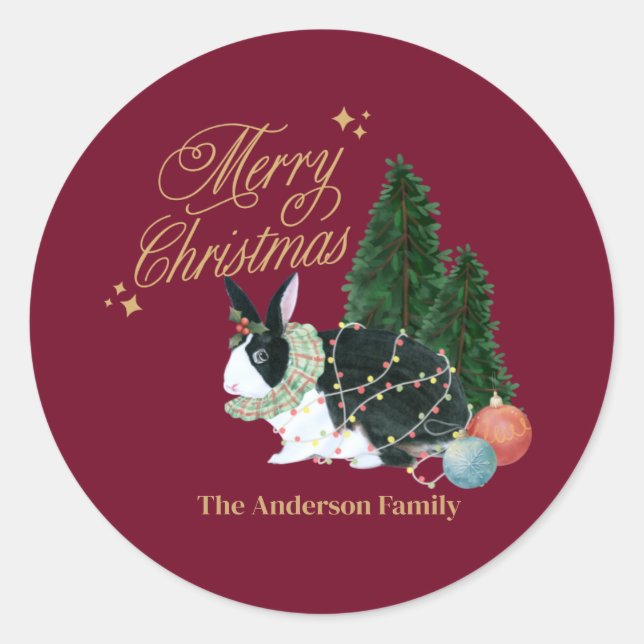 cute animal santa classic round sticker (Front)