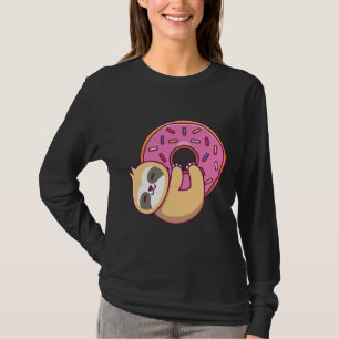 Cute Animal Sloth Drawing With Doughnut T-Shirt