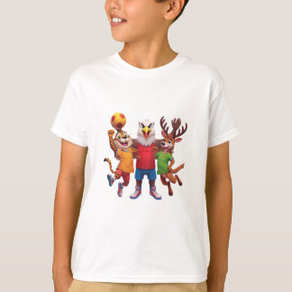 Cute Animal Sports Team Mascot Cartoon Design T-Shirt