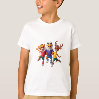 Cute Animal Sports Team Mascot Cartoon Design T-Shirt