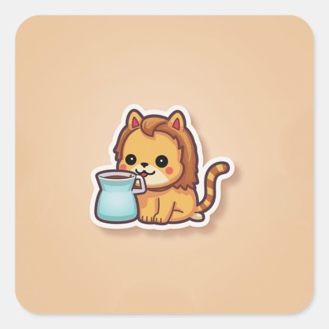 Cute Animal Square Sticker (Front)
