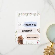 Cute Animal Thank You Card | Baby Shower  