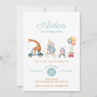 Cute Animal Train Neutral Birthday Party