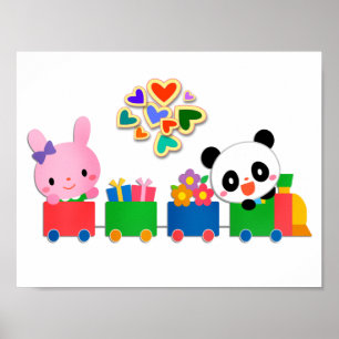 Cute Animal Train Poster