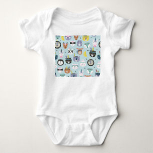 Cute Animal Tribal: Boho Pattern Baby Bodysuit