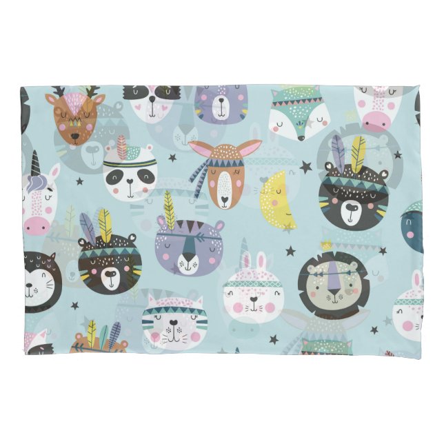 Cute Animal Tribal: Boho Pattern Pillowcase (Front)