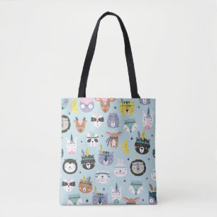 Cute Animal Tribal: Boho Pattern Tote Bag