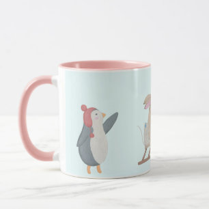 Cute animal winter scene mug