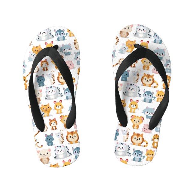 Cute Animals 6  Kid's Jandals (Footbed)