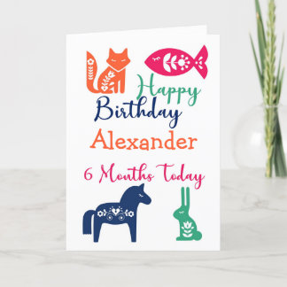 Cute Animals 6 Month Birthday Card