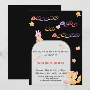 Cute Animals Baby Shower Invitation - Black
