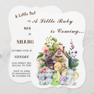Cute Animals Baby Shower Invitation   Brown