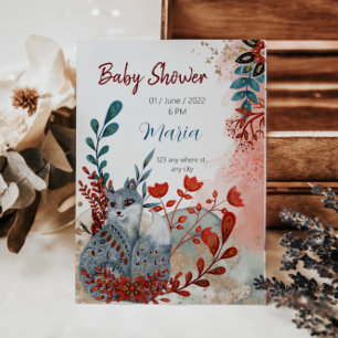 Cute Animals baby shower invitation red and blue