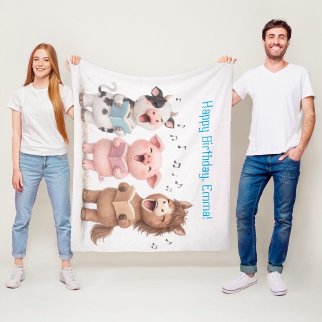 Cute Animals Band Birthday Fleece Blanket (In Situ)