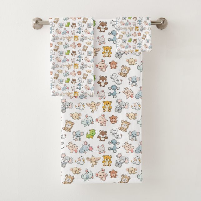 Cute Animals Bath Towel Set (Insitu)