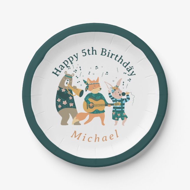 Cute Animals Bend Paper Plate (Front)