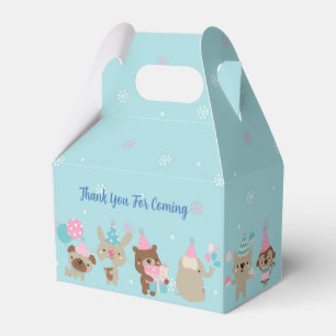 Cute Animals Blue Watercolor 1st Birthday Party Fa Favour Box