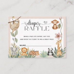Cute Animals Boho Baby Shower Diaper Raffle Enclosure Card