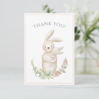 Cute Animals Bunny Pink Baby Shower Thank You