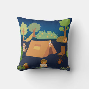 Cute Animals CampingThrow Pillow