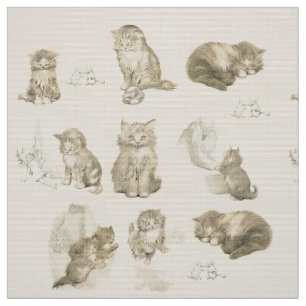 CUTE ANIMALS / CAT AND MOUSE STORIES IN PINK FABRIC