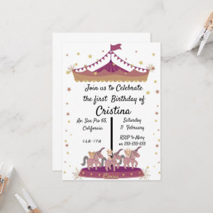 Cute animals circus pony invitation