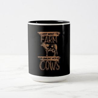 Cute Animals Cow| Funny Cow Lover Gift Two-Tone Coffee Mug