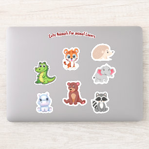 Cute Animals - Custom-Cut Vinyl Sticker Sheet