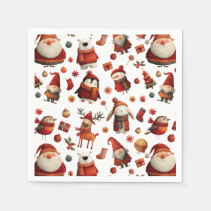 Cute Animals Festive Xmas Pattern Kids' Birthday Napkin