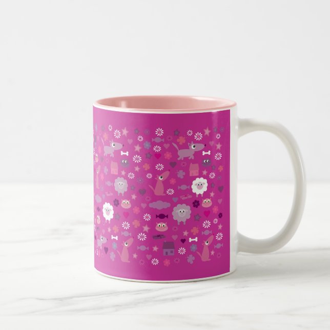 Cute Animals & Fun Stuff For Girls Pink Mug (Right)