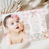 Cute Animals Fun To Be One 1st Birthday Pink Photo