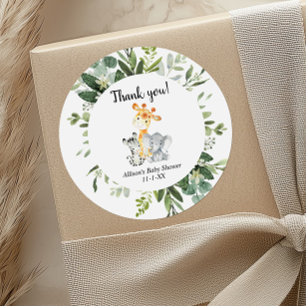 Cute animals gender neutral baby shower classic round sticker