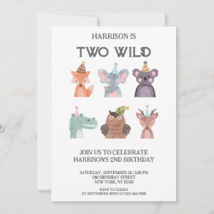 Cute Animals gender-neutral birthday Invitation