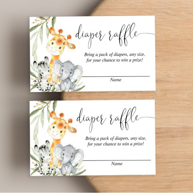 Cute animals gender neutral diaper raffle cards (Creator Uploaded)