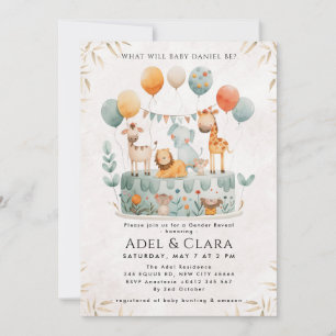Cute Animals Gender Reveal Invitation