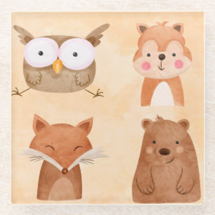 Cute Animals Glass Coaster