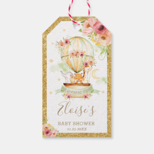 Cute Animals Hot Air Balloon Baby Shower Birthday Gift Tags