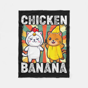 Cute Animals In Chicken And Banana Costumes Kawaii Fleece Blanket