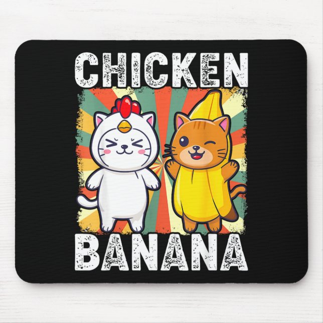 Cute Animals In Chicken And Banana Costumes Kawaii Mouse Pad (Front)