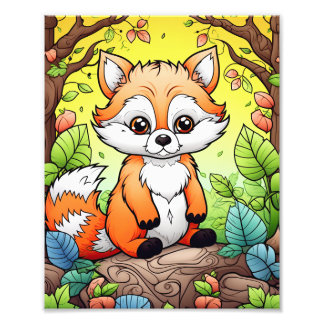 Cute Animals in forest for Kids Photo Print